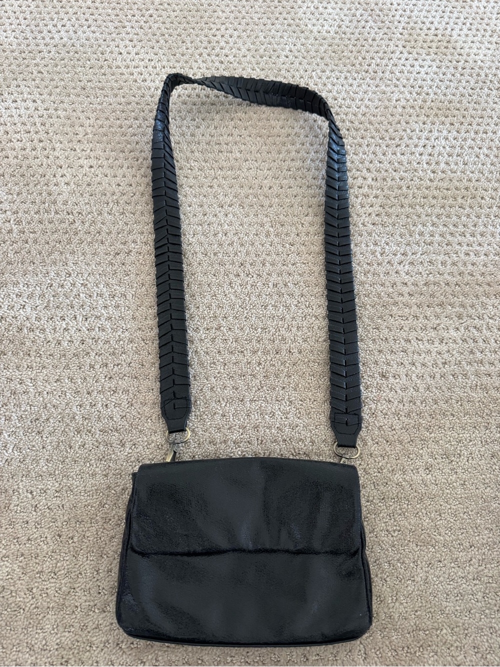 Black Leather Crossbody Shoulder Bag